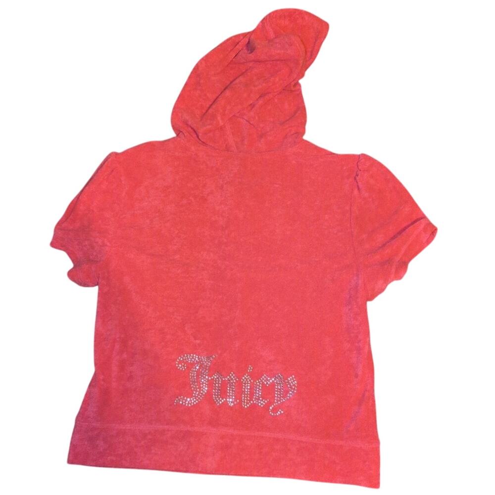 Juicy Couture Terry Cloth Zip-Up Hoodie Hot Pink NWT Size Large (Short Sleeve) - Picture 4 of 4